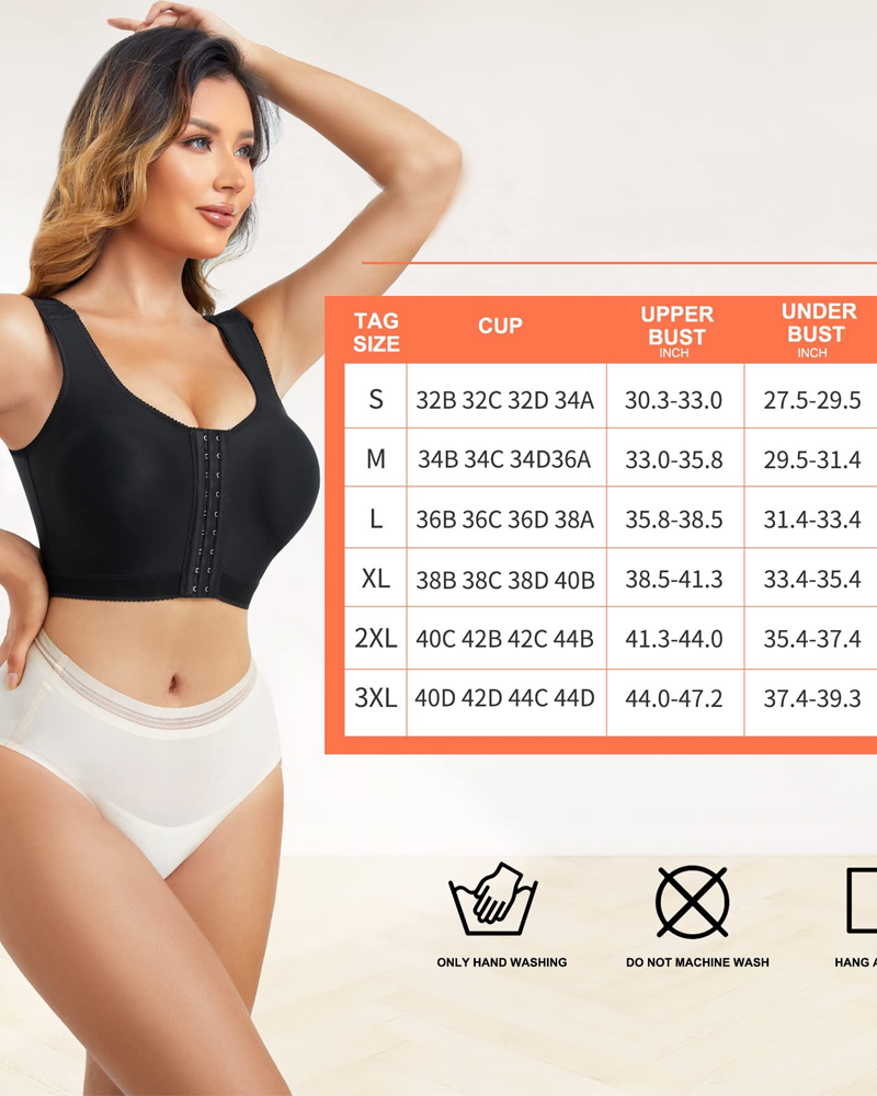 Shapewear Post-Operative Underwear Bra Straps Adjustable Zipper Design Shapewear Post-Operative Underwear