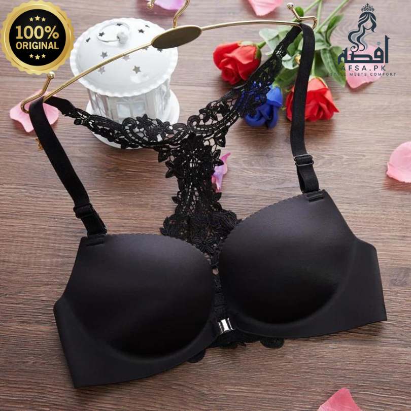 Front Opening with steel clip Butterfly Bra Set for Girls & Women, Push up and Padded Bra