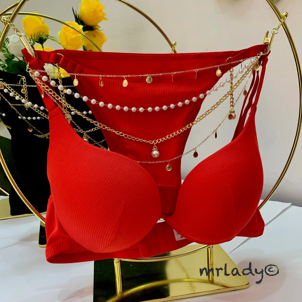 QUEEN NECKLACE THIN PAD BRA SET