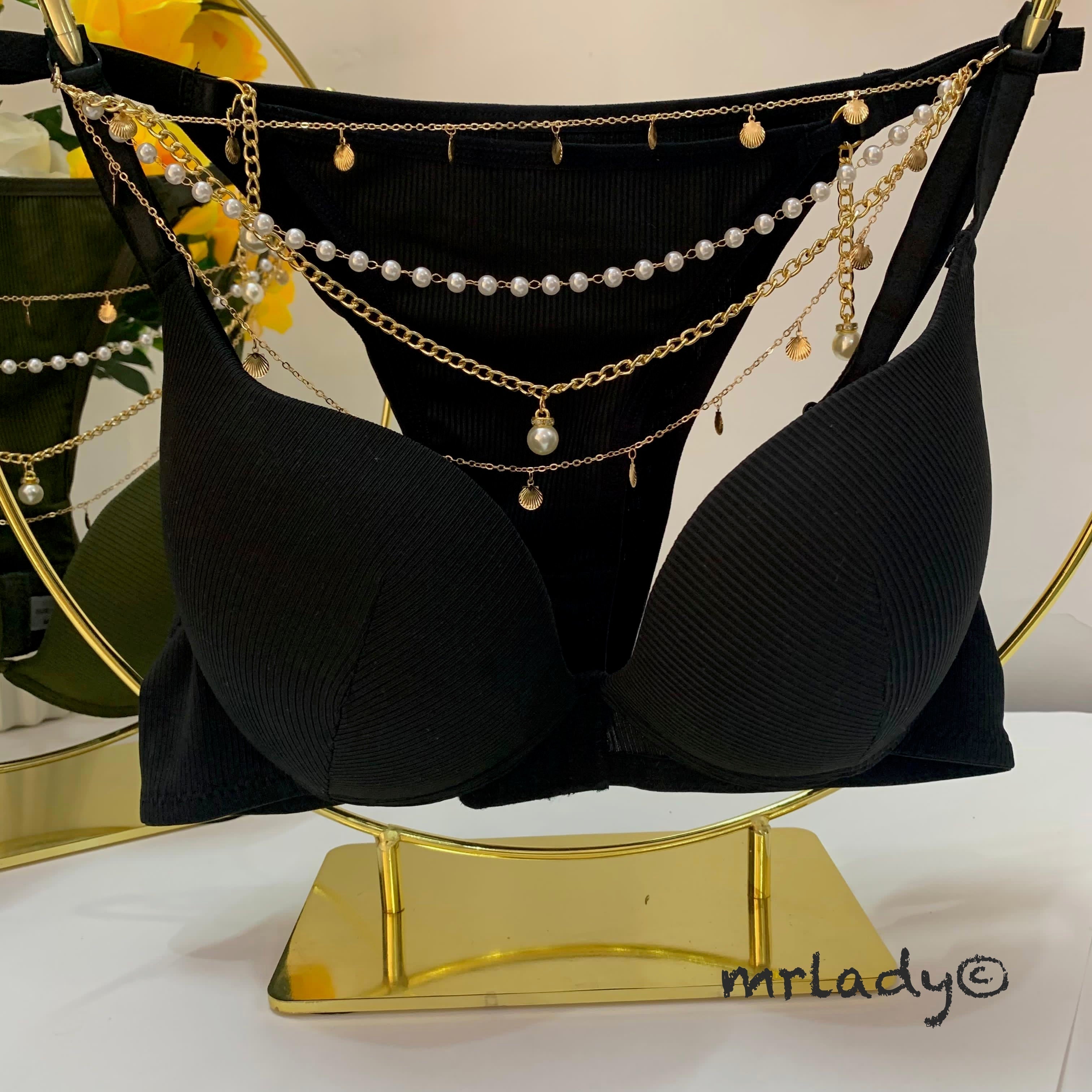 QUEEN NECKLACE THIN PAD BRA SET